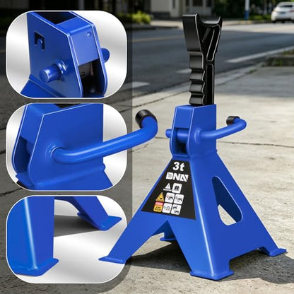 DNA Motoring 1 Pair Jack Stands, 3 Ton (6600 lbs) Capacity Car Lifting Stand, Adjustable Height Car Jack Stands for Cars, Sedans, Small Vehicles, SUV, TOOLS-00682-BL - style: 3 Ton Blue