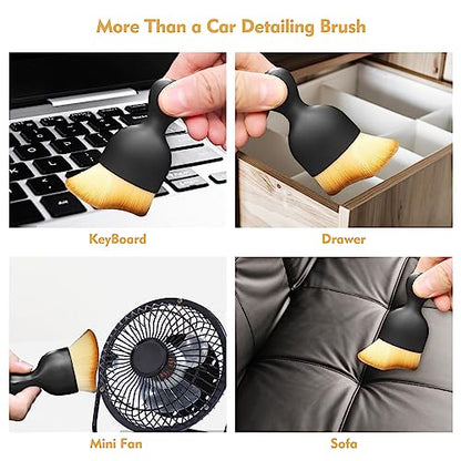 Car Interior Cleaning Brush Car Duster Interior with Ultra Soft Bristles Auto Detailing Brushes Dusting Car Accessories for Dashboard, AC Vents, Leather, Scratch-Free (1Pack) - size: 1Pack
