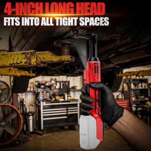 3/8" Cordless Power Ratchet Wrench Compatible with Milwaukee 18V Battery (No Battery) 60FT Torque, 0-400RPM Variable Speed Motor, Extended Wrench with 7 Sockets 1/4" Adapter 3" Extension Bar