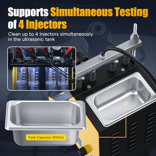 AUTOOL Fuel Injector Cleaner Tester Machine, Ultrasonic Fuel Injection Cleaner 4 Cylinder for Gasoline Injectors, Digital Display, 3 Cleaning Functions 10 Test Modes