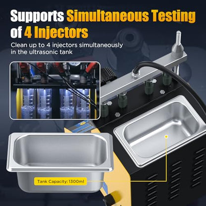 AUTOOL Fuel Injector Cleaner Tester Machine, Ultrasonic Fuel Injection Cleaner 4 Cylinder for Gasoline Injectors, Digital Display, 3 Cleaning Functions 10 Test Modes