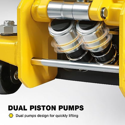YELLOW JACKET 3.5 Ton Low Profile Floor Jack Quickly Lift Hydraulic Car Jack with Dual Pumps, 7700 lb Capacity - color: Steel, size: 3.5T low profile dual pump