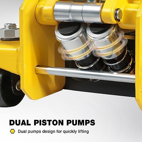 YELLOW JACKET Hydraulic Floor Jack, Quickly Lift Car Jack with Dual Pumps, Heavy Duty Steel Service Jack, 3 Ton (6600 lb) Capacity - color: Steel, size: 3T dual pump