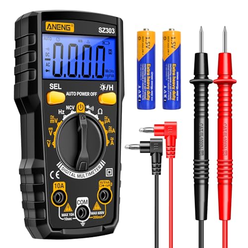 Digital Multimeter Tester, Ohm Volt Amp Test Meter, DC AC Voltmeter and Continuity Test Diode Voltage Tester for Automotive Battery Test Household Outlet (Black) - color: Black