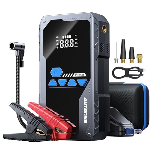 AUTOONE 6000A Jump Starter with Air Compressor (All Gas/10L Diesel), 150PSI Car Jumper Starter Portable, Jump Box Tire Inflator with LED Flashlight, LCD Display, Storage Case - size: With Inflator 6000A