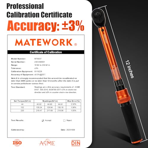 50PCS Inch Pound Torque Wrench Set, 1/4" Drive Bike Torque Wrench, 10-230 in.lb (1.1-26.0 nm), 72-Tooth Dual Direction Click Torque Wrench with Bit Sockets, for Bicycle, MTB, E-Bike Maintenance - size: 1/4-inch (50pcs, 10-230 in.lb/1.1-26.0 nm)