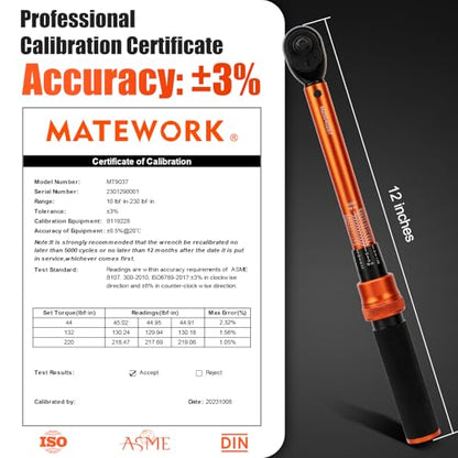 50PCS Inch Pound Torque Wrench Set, 1/4" Drive Bike Torque Wrench, 10-230 in.lb (1.1-26.0 nm), 72-Tooth Dual Direction Click Torque Wrench with Bit Sockets, for Bicycle, MTB, E-Bike Maintenance - size: 1/4-inch (50pcs, 10-230 in.lb/1.1-26.0 nm)
