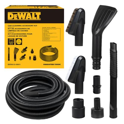 DEWALT 8-Piece Car Detailing Vacuum Hose Accessory Kit, DXVA13-0801 | Compatible with Most Wet and Dry Shop Vacuum, Shop Vac Attachments for Efficient Cleaning