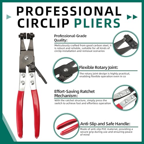 227pcs 6-38mm Spring Band Hose Clamp Assortment Kit with Swivel Flat Band Fuel Hose Clamp Plier,28 Sizes Spring Hose Clip Fuel Line Silicone Vacuum Hose Pipe Clamp, Air Hose Tube Water Pipe Fasteners