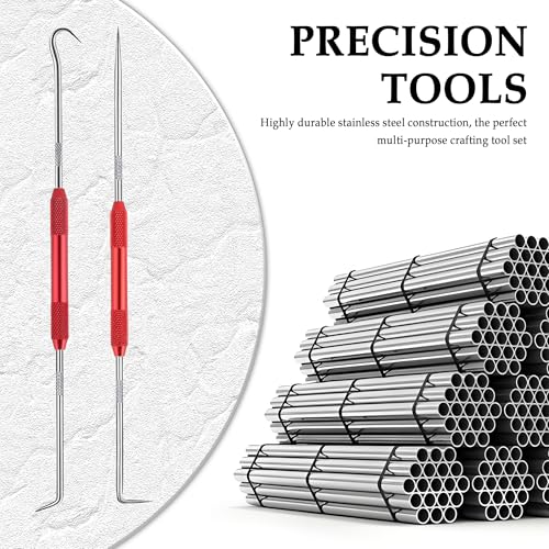 Salior 4PCS CarbonSteel Hook Tool and Pick Set,Double End Pick and Hook Set Auxiliary Dismantling Fittings,Universal O Ring Pick Set and Hook Tool Car Accessories Fit for Most Cars (Red) - color: Red/4PCS