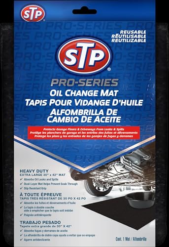 STP Heavy Duty Reusable Oil Change Mat, Extra Large Dual-Layer, Pro-Series, Absorbs Oil Leaks and Spills, 30” x 42”
