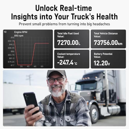 ANCEL HD110 Heavy Duty Truck Scanner with DPF Regen and Reset for Detroit Paccar Engine, Full System HDOBD & OBD2 Scanner for Diesel Trucks Lifetime Free Updates