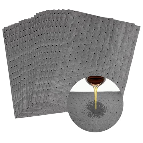 20 PCS Oil Absorbent Pads, 13" x 10" Weight Dimpled Pad Polypropylene Mat for Oil & Fluid, Universal Water Absorbent Mat Spill Control Supplies for Automotive Workshop - color: 13" x 10", Gray, size: 20 PCS
