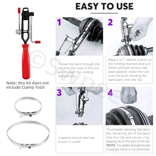 Swpeet 10Set Stainless Steel CV Boot Clamps Kit, 10Pcs Small & 10Pcs Large Crimp Bands, 1.8" - 3.5", 1.8" - 9" No Hole Type CV Boot Clamps Adjustable Drive Shaft Boot Clamp for Most Cars - style: CV Boot Band Clamps
