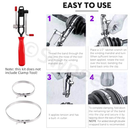Swpeet 10Set Stainless Steel CV Boot Clamps Kit, 10Pcs Small & 10Pcs Large Crimp Bands, 1.8" - 3.5", 1.8" - 9" No Hole Type CV Boot Clamps Adjustable Drive Shaft Boot Clamp for Most Cars - style: CV Boot Band Clamps