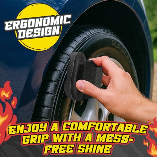 Salty Captain Tire Shine Applicator Pad – Ergonomic Hex-Grip Sponge for Easy, Mess-Free Application – Evenly Spreads Gel, Spray & Dressing – Durable for Professional Auto Detailing