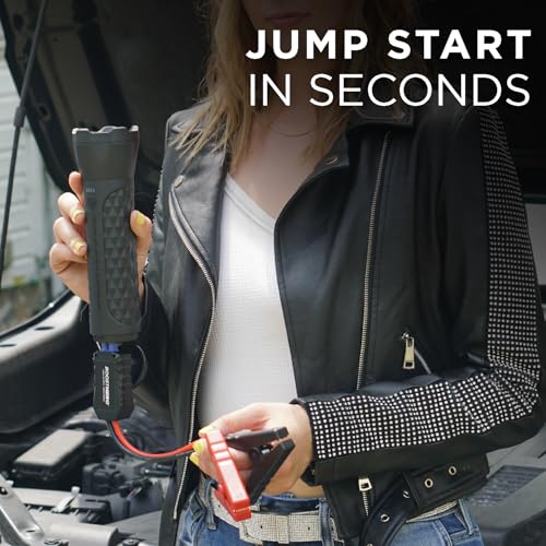 BoostHero Portable Car Battery Jump Starter, 6,000mAh Power Bank, LED Flashlight, with Smart Jumper Cables for up to 6.0L Gas/4.0L Diesel Engines (Black) - color: Black