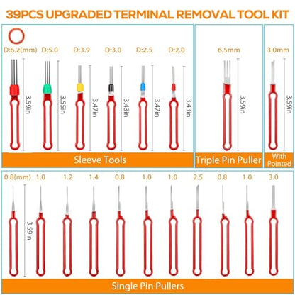 Linkstyle 39PCS Terminal Pin Removal Tool Kit, Electrical Connector Pin Extractor Set, Depinning Tool for Wire Terminal, Automotive Wiring Harness, Car, Truck, Motorcycle