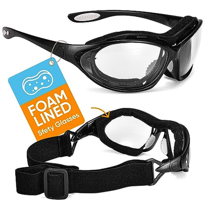 SAFEYEAR Anti Fog Safety Glasses- SG002 Clear Scratch Resistant Work Glasses No-Slip Safety Goggles Lab Grinding Chemistry - color: Black