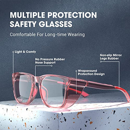 Safety Glasses Anti-Fog Goggles Protective Eyewear Anti Blue Light Protection Glasses For Women And Men - color: Pink