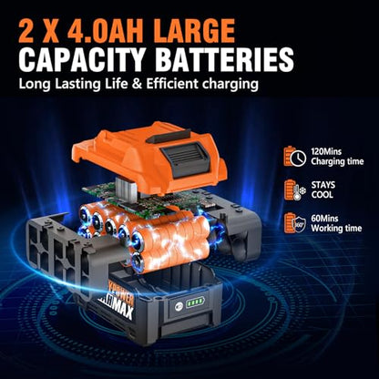 ALLOYPOWER Cordless Brushless Impact Wrench, 1475 ft-lbs (2000N.m), 1/2 High Torque power impact gun, 3-Mode Speed, 2*4000mAh Battery, 3 Sockets, Electric Impact Wrench Set for Car Tire Truck RV Mower