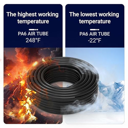 1/4 Inch OD Black Nylon Pneumatic Air Hose Tubing 98.4 Feet/30Meter PA Air Brake Line Tubing Compressed Accessories - size: 1/4" OD/98.4 Feet, style: Nylon/Black