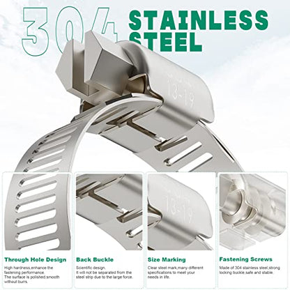 OURU 150PCS Hose Clamps Stainless Steel Assortment Adjustable 1/4"-1-1/2"(6-38mm) Worm Gear Hose Clamp, Heavy Duty Metal Small Hose Clamps for Automotive, Pipe, Radiator Plumbing, Fuel Line - size: 150PCS KIT-HOSE CLAMP(1/4"-1-1/2")