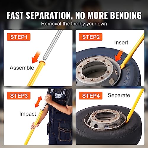 VEVOR Tire Bead Breaker Slide Hammer, 46.3" Length Heavy Duty Steel Tire Bead Breaker, Portable Tire Changing Sliding Impact for Car Truck Trailer Tire Removal