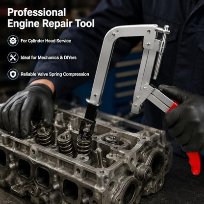 10 Inch C-Style Valve Spring Compressor Pincer Tool, Universal Valve Spring Removal & Install Tool, Cylinder Head Off Service Tool for Automotive Engine Repair & Mechanic Use