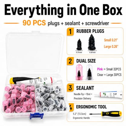 90 PCS Tire Repair Screws with Ergonomic Screwdriver & Sealant, 2026 New Heavy Duty Screw Tire Plug Kit，Flat Tire Repair Kit for Tubeless Tires on Cars, SUVs, Motorcycles, Trucks, ATVs & E-Bikes - size: 90PCS Kit