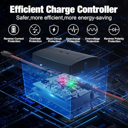SOLPERK 8A 12V Solar Charge Controller with LED Display, IP67 Waterproof PWM Intelligent Solar Panel Battery Regulator for Gel AGM Lead-Acid Lithium LiFePO4 Battery, Used in RV Boat Car