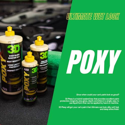 3D POXY Montan Wax Sealant – Long Lasting Hybrid Car Wax for High Gloss Finish & Paint Protection | Non-Staining Formula | Easy to Apply | Made in USA | 32 oz - size: 32 Ounce (Pack of 1)