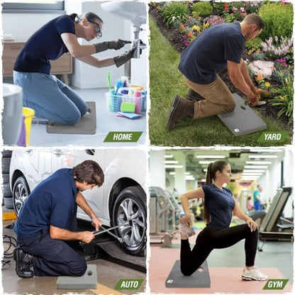 RUGGED RHINO Heavy Duty Patent Pending Kneeling Pad, Shock Absorbent Thick Knee Pads, Holds Up to 300 lbs, Protect Knees from Hard Concrete Surfaces, For Mechanics, Yard Gardening, Gym, Slate Gray - color: Slate Gray
