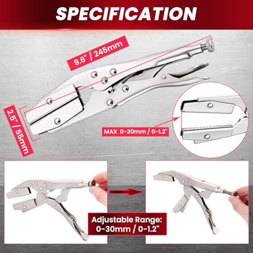 10 Inch Hose Pinch Off Pliers Set, Adjustable Hose Clamp, Heavy duty Radiator Hose Clamp, Parallel Automotive Clamp Hose Pliers for Fuel Line, Coolant, Vacuum Lines, 2 Pack