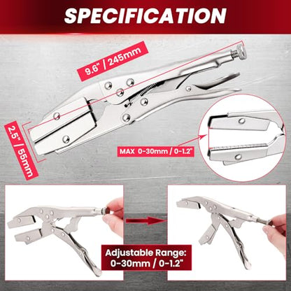 10 Inch Hose Pinch Off Pliers Set, Adjustable Hose Clamp, Heavy duty Radiator Hose Clamp, Parallel Automotive Clamp Hose Pliers for Fuel Line, Coolant, Vacuum Lines, 2 Pack
