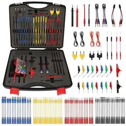 110 Pcs Automotive Circuit Test Lead Kit, Multimeter Test Leads Kit, Electrical Test Kit, Back Probe Kit Automotive, Relay Wire Connector Kit (with Black Carrying Case), Alligator Clips - color: Black
