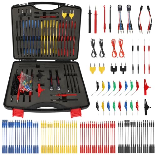 110 Pcs Automotive Circuit Test Lead Kit, Multimeter Test Leads Kit, Electrical Test Kit, Back Probe Kit Automotive, Relay Wire Connector Kit (with Black Carrying Case), Alligator Clips - color: Black