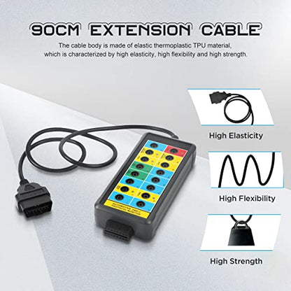 CMTOOL OBD2 Breakout Box with LED Light Indicator, Professional 16-Pin OBD Breakout Box, Automotive Electrical Diagnostic Test Tool, Portable Testing Tool