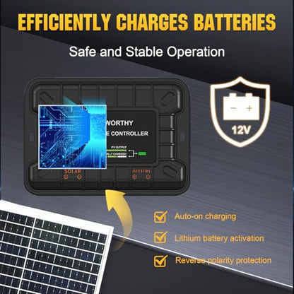 ECO-WORTHY Solar Panel Kit 25W 12V Solar Battery Charger Trickle Maintainer, 25W Solar Panel + Adjustable Mount Bracket + Upgrade Controller,for 12V Batteries Cars RV Boat Motorcycle Marine - size: 25W Smart KIT