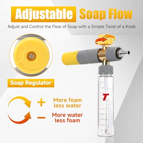 Tool Daily Mini Foam Cannon for Pressure Washer, Dual Connector | 5 Power Washer Spray Nozzle Tips, 1/4 Inch Quick Connect - size: 100 ml
