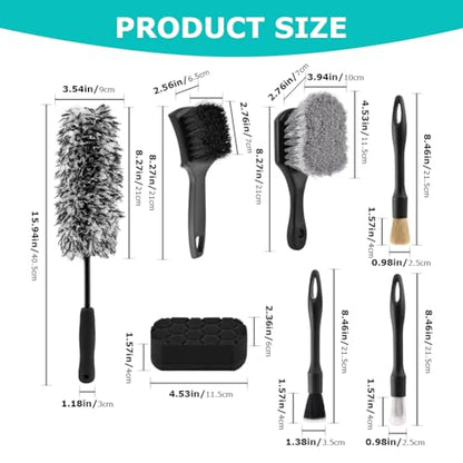 9PCS Car Wheel Cleaning Pro Kit, Tire Brush, Detailing Brush Set, Soft-bristled Rims Brush, Microfiber Flat Wheel Brushes, Double-Ended Detailing Brushes, Detailing Pads, Scratch-Free & Multipurpose