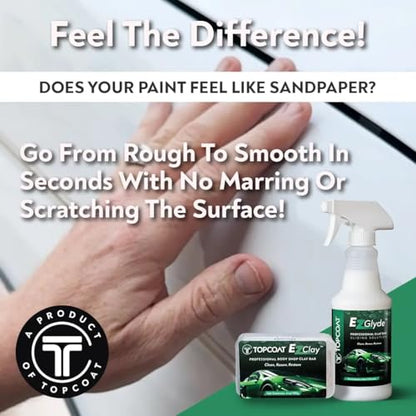 TopCoat® EzClay™ Clay Bar Auto Detailing Kit with EzGlyde™ Clay Lubricant Spray - Remove Contaminants from Hard Surfaces in Seconds - The Only Car Bar You'll Ever Need