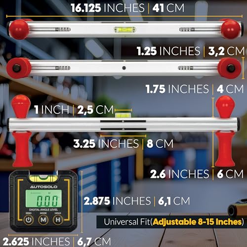 Steering Wheel Level Alignment Tool with Digital Angle Level - Spring Loaded Universal Fit 8-15 Inch Steering Wheels - size: Steering Wheel Level with Digital & Torpedo Levels