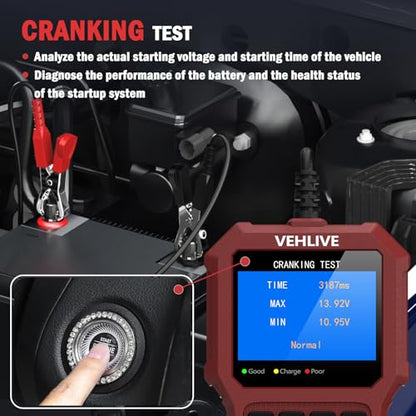 Car Battery Tester 6V 12V 24V with Lithium Battery Testing, BT911 5-3000CCA Automotive 12V&24V Dual Circuit Testing, Load/Alternator Tester, Charging Cranking System Tester for All Car Motorcycle Boat - color: Light Red
