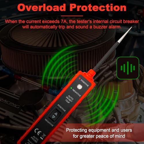 6-in-1 Automotive Circuit Tester,6-24V DC Power Circuit Probe Kit,LED Test Light with Polarity Indicator,7A Overload Protection,13FT Cable for Car Truck Motorcycle Boat(Red) - style: Red