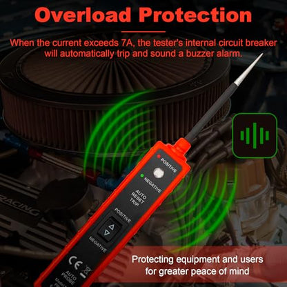 6-in-1 Automotive Circuit Tester,6-24V DC Power Circuit Probe Kit,LED Test Light with Polarity Indicator,7A Overload Protection,13FT Cable for Car Truck Motorcycle Boat(Red) - style: Red
