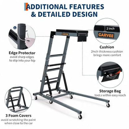 Garvee Automotive Top Side Creeper, 400 LBS, Dark Gray | 48-68Inch Adjustable Height, 6 Swivel Casters, Foldable, Heavy Duty, For Garage & Auto Shop Repair - color: Dark Gray