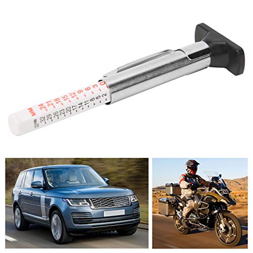 EVGATSAUTO Tire Depth Gauge, Stainless Steel and ABS Tire Tread Depth Gauge 0 25mm, Clear Scale Pocket Clip, Universal Wear Checker for Car Truck Motorcycle Garage Use (Homochromy Plugged in and Not - size: Homochromy Plugged in and Not Rotating