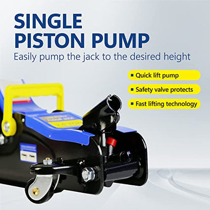 2T Low Profile Steel Floor Jack, 4000 lb, Single Pump, 3.3"-15.2" Lift | Heavy-duty steel, single-piston quick lift, low profile, 3.3"-15.2" range, includes storage bag, overload protection. - size: 2T Single Pump 3.3"-15.2" With Storage Bag