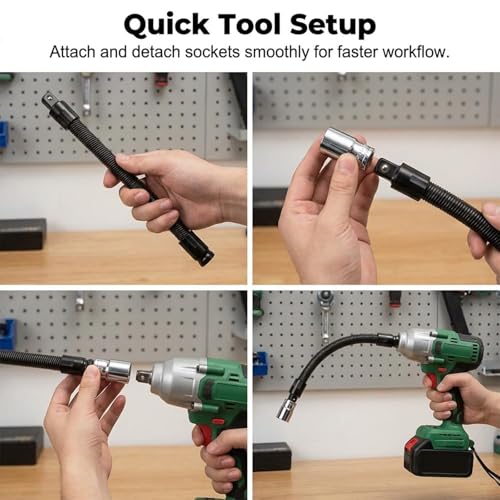 360 Miracle Tool Extension,1/2 Flexible Socket Extension Bar Set Bendable Impact Wrench,Universal Flexible Connecting Rod Tool,Conquer Tight Spaces in Seconds,For Automotive,DIY Projects (Black,1/2) - color: Black, size: 1/2
